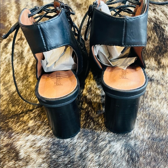 Jeffrey Campbell Black Leather Covets Lace up bootie / Sandal, Size 8. - Picture 6 of 9